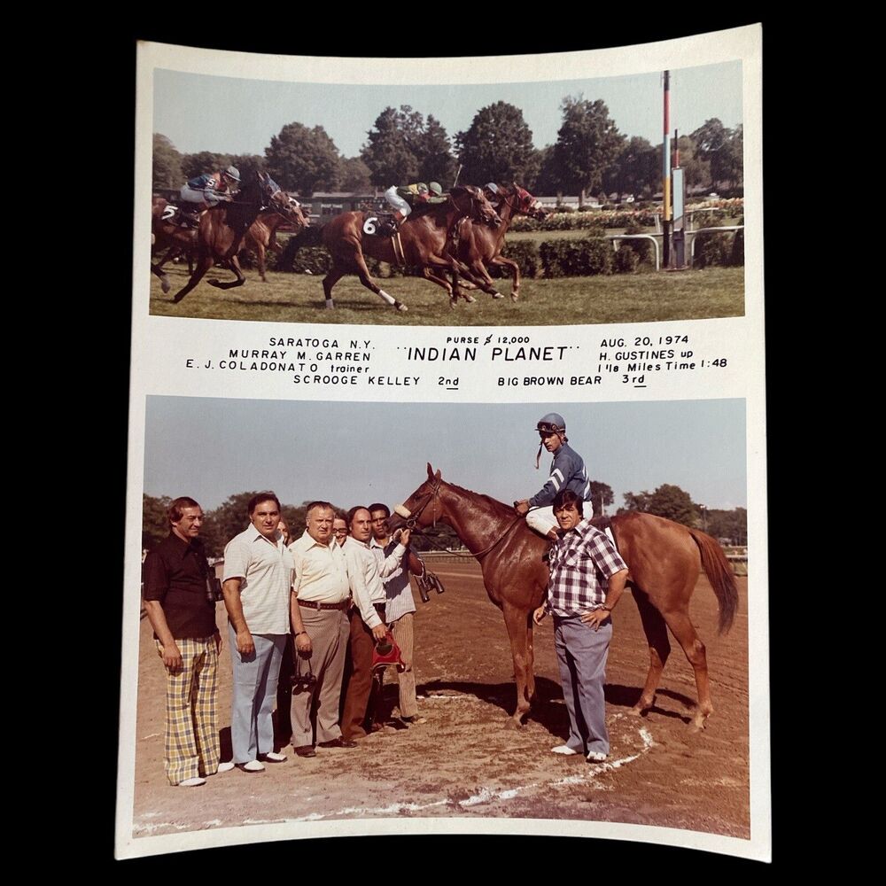 Vintage 1974 Saratoga Horse Racing Photo Indian Planet Winner’s Circle